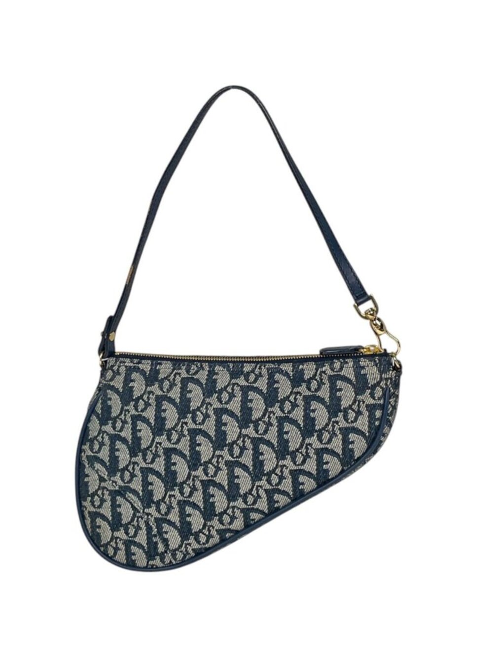 Dior Shoulder Bag Trotter Pattern Canvas Navy